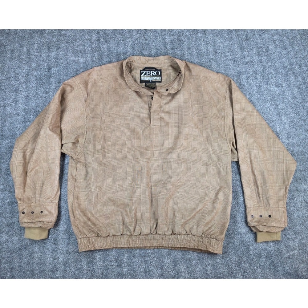 Zero Restriction Golf Outerwear Beige Pullover 1/4 Button Coat Men's Large